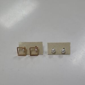 Elegant Gold and Silver Pearl Earrings Set